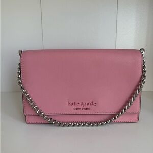 Kate Spade Blush Crossbody Bag with Silver Chain